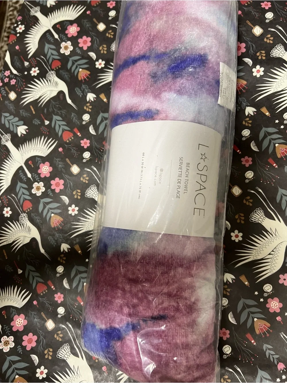 l*space Gradient Tie-Dye Beach Towel in Purple and Blue Hues